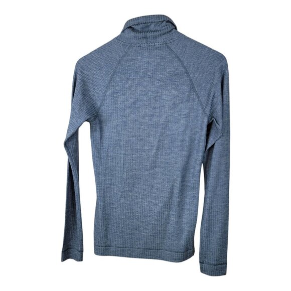 Smartwool Sz Small 100% Merino Wool Thermal Ribbed Turtleneck Top Blue Layering - Picture 4 of 5